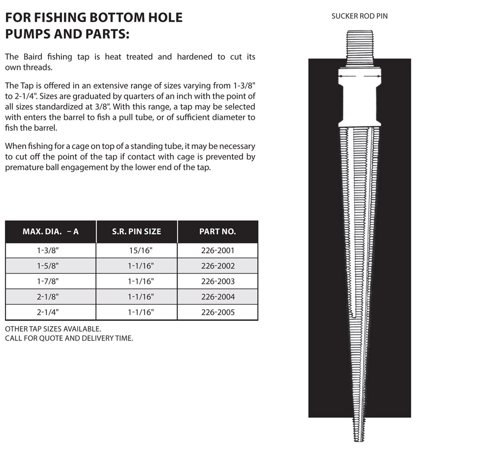 Baird Manufacturer TAPERED FISHING TAP